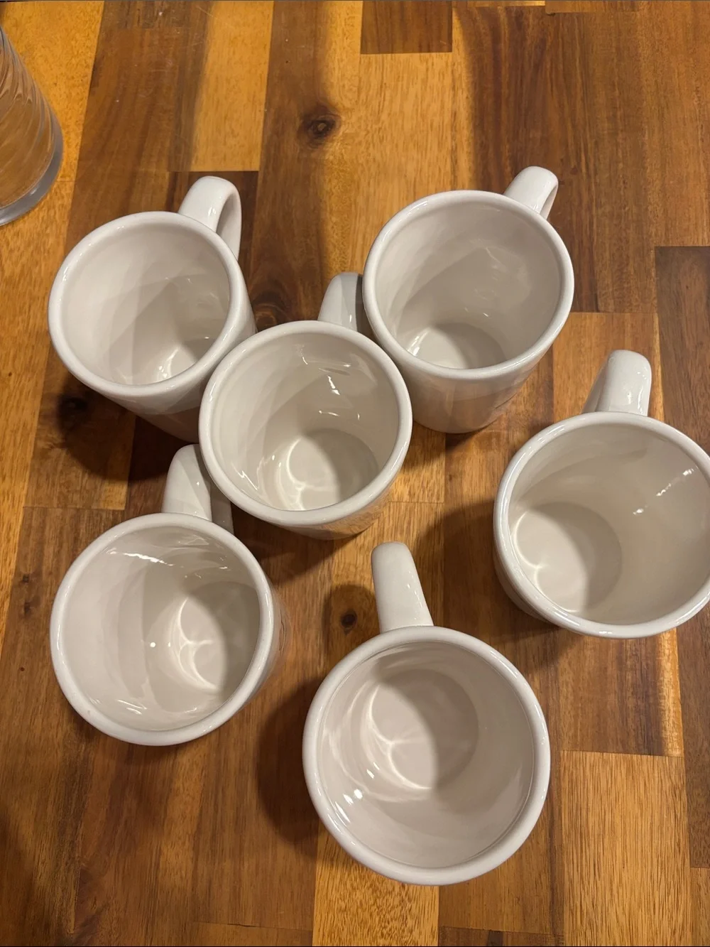 Williams Sonoma Ceramic Coffee Mug Set With Etched Graphics. Set of 6.